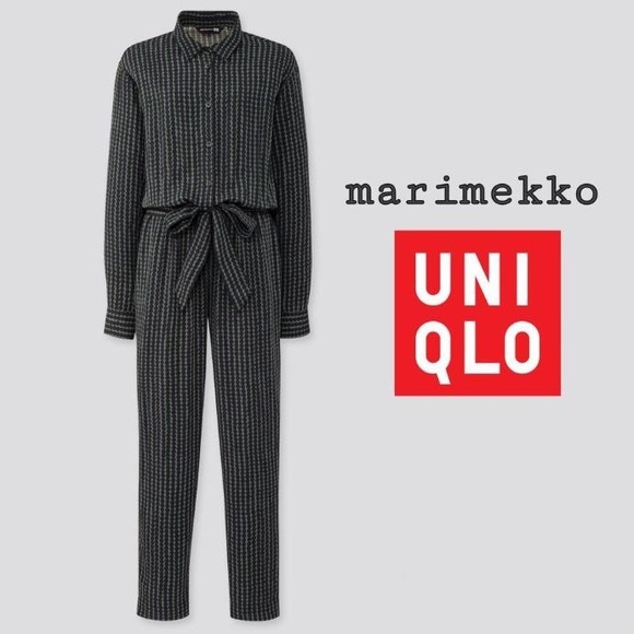 Uniqlo Pants - New NWT Uniqlo Marimekko navy blue dots collared belted dressy jumpsuit XS